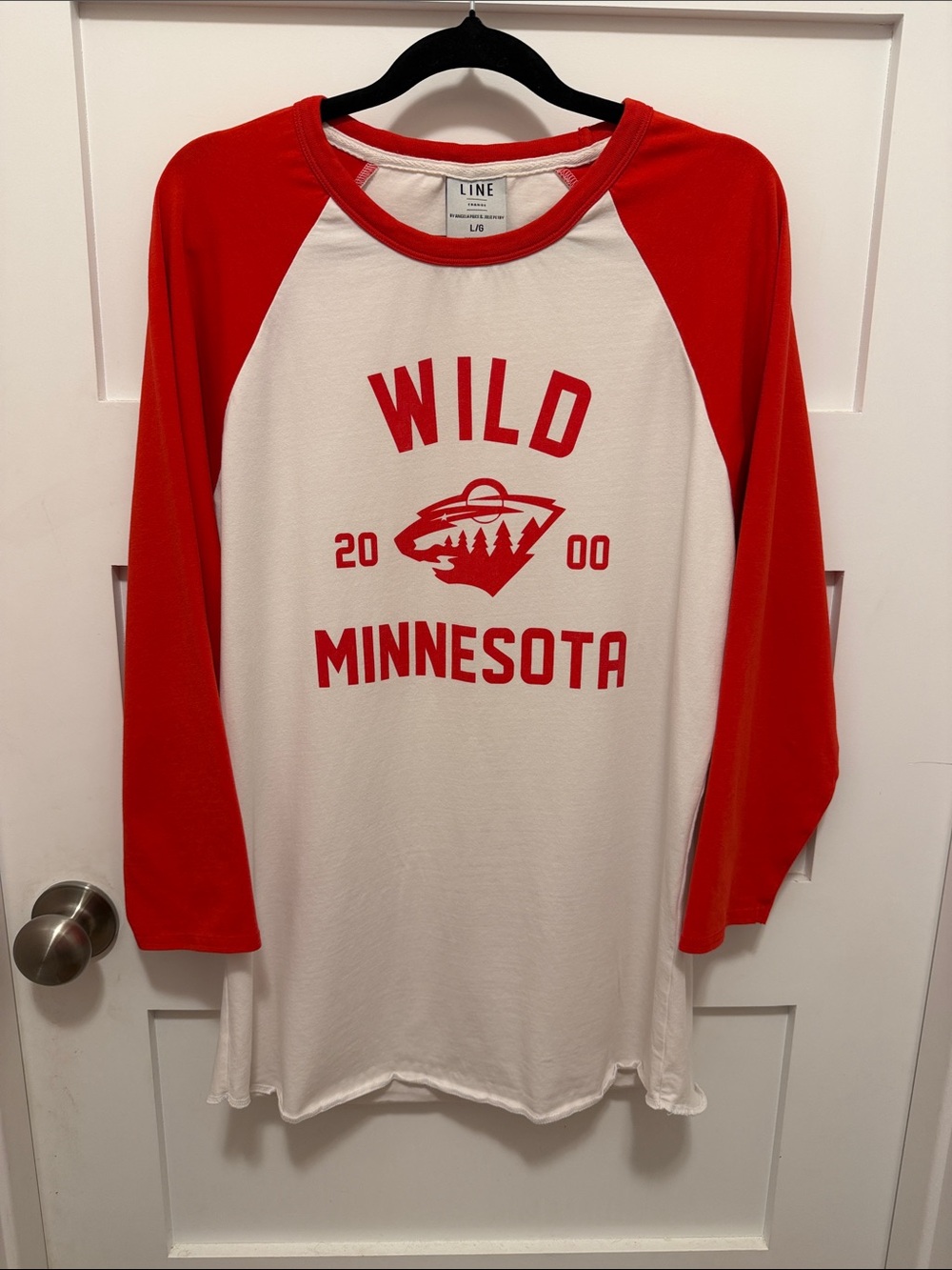 Minnesota Wild Red & White Raglan Long Sleeve Tee